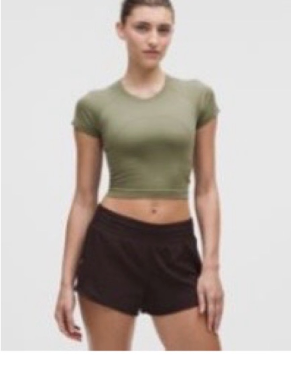 lululemon athletica Olive Green Cropped Crew Tee - Swiftly cropped tee shirt